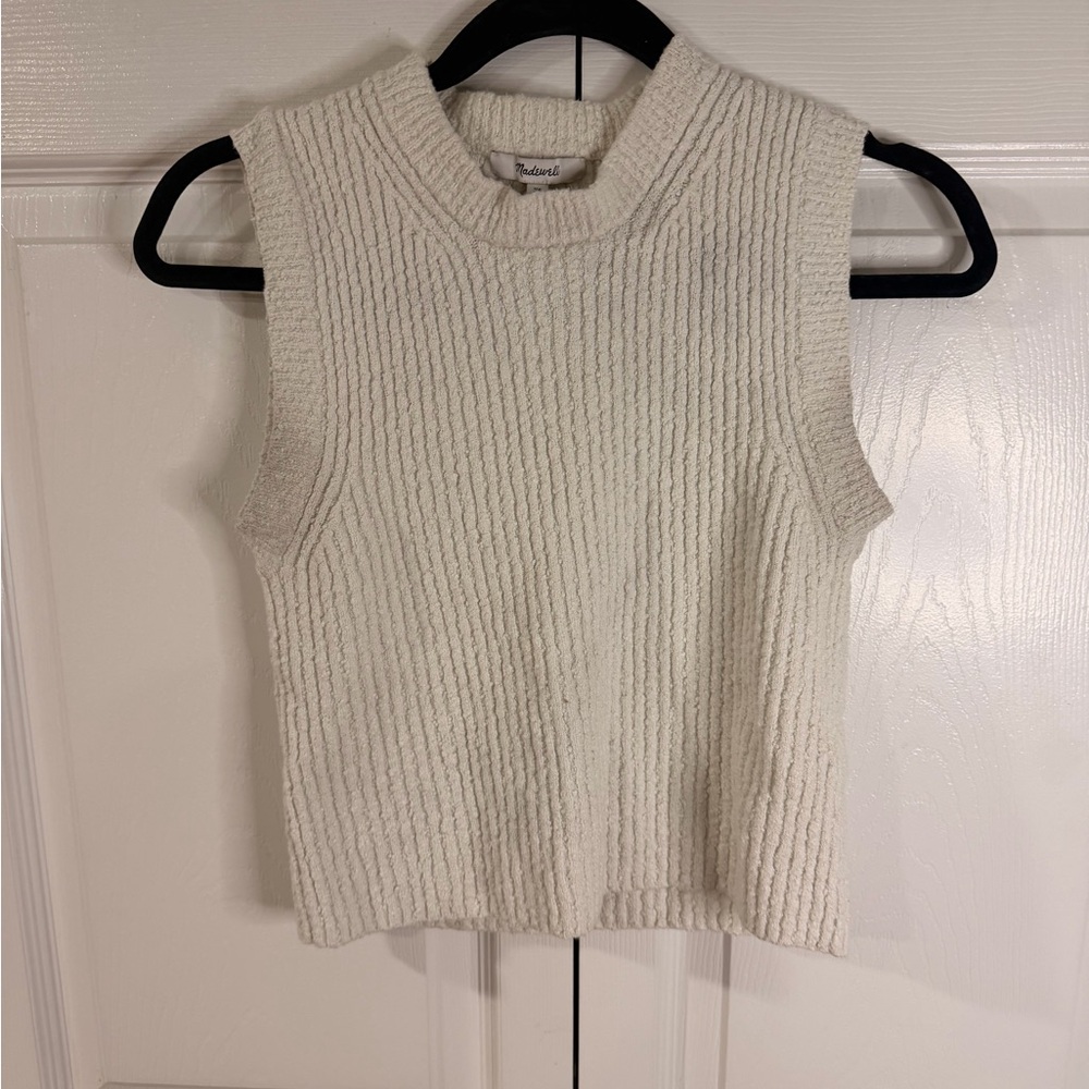 Madewell Cream Ribbed Sleeveless Crop Tank